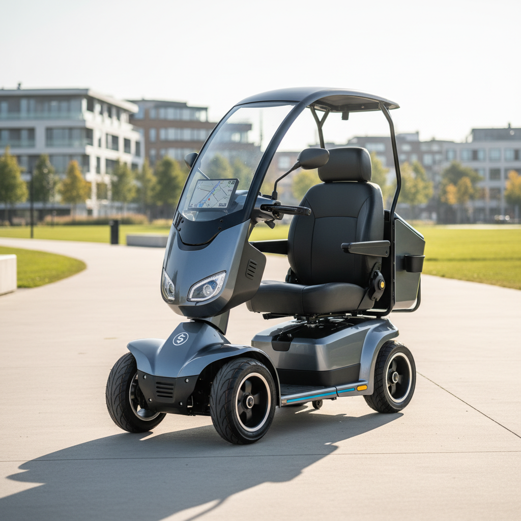 Detail van een aangepast bedieningspaneel of een ergonomische zitting van een scootmobiel